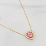 Venetian Chain Set + Moissanite Heart Pendant 1.02 Qts / 2.4g / 16 in 18K Yellow Gold