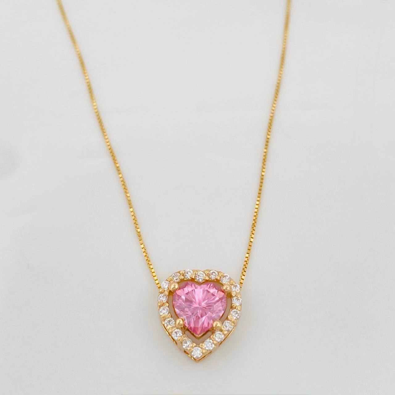 Venetian Chain Set + Moissanite Heart Pendant 1.02 Qts / 2.4g / 16 in 18K Yellow Gold