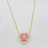 Venetian Chain Set + Moissanite Heart Pendant 1.02 Qts / 2.4g / 16 in 18K Yellow Gold