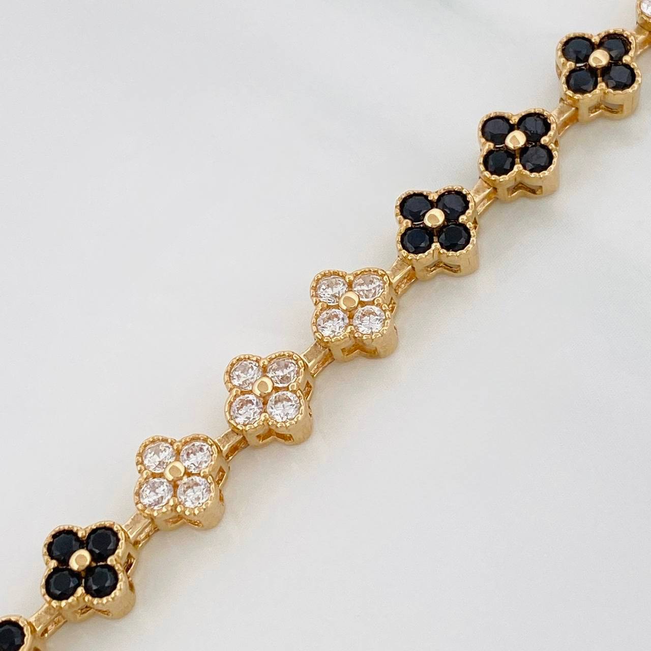 Bracelet Flowers 10.95g / 7 1/4 in / 6mm Yellow Gold 18K