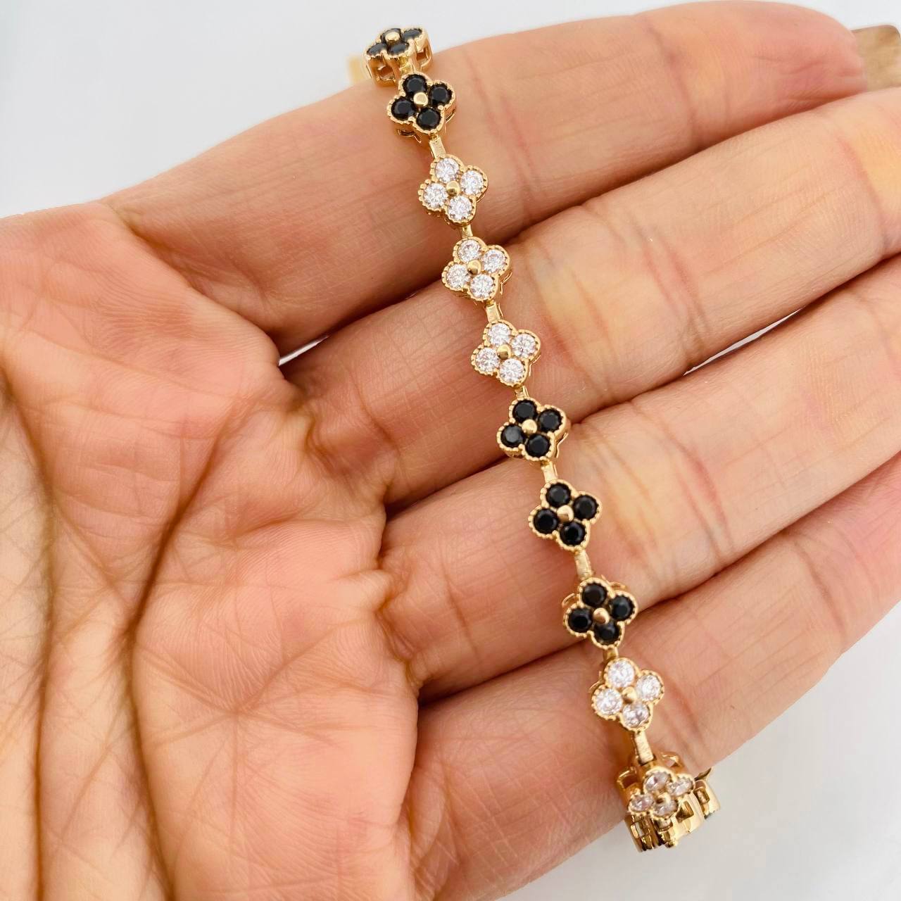 Bracelet Flowers 10.95g / 7 1/4 in / 6mm Yellow Gold 18K