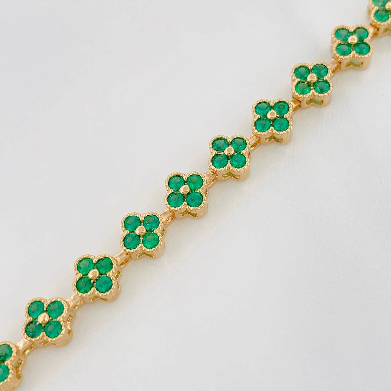 Bracelet Flowers 11.55g / 7 1/4 in / 6mm Yellow Gold 18K