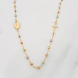 Cadena Denario Virgen Milagrosa Cruz 2.75g / 18 in / 2.2mm Tres Oros 18K