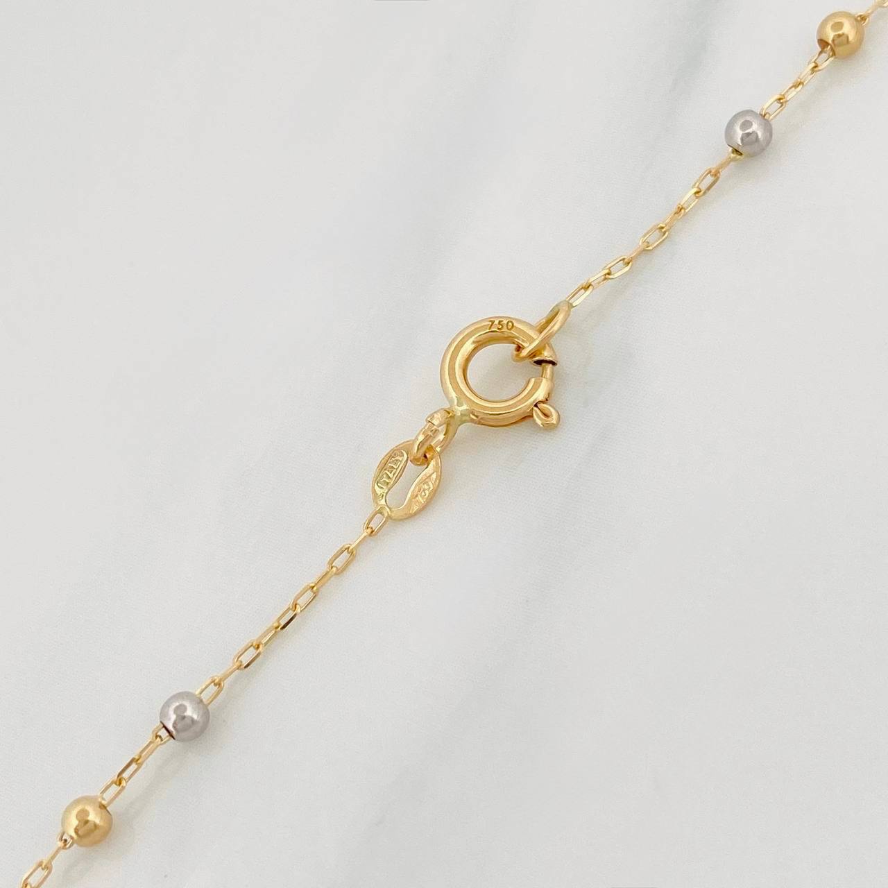 Cadena Denario Virgen Milagrosa Cruz 2.75g / 18 in / 2.2mm Tres Oros 18K