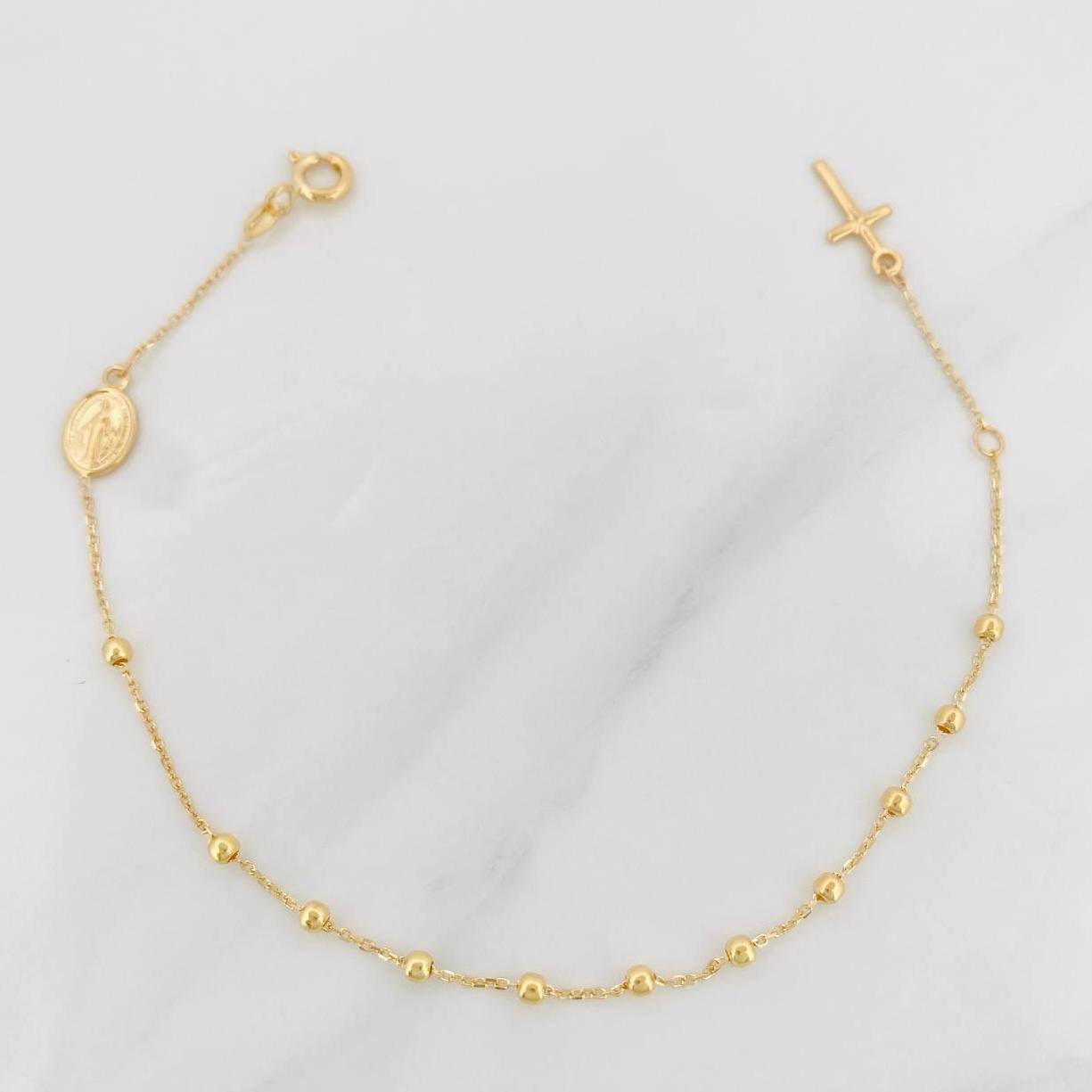 Bracelet Denario Miraculous Virgin 1.75g / 6 1/4 in / 2mm Yellow Gold 18K
