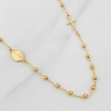 Cadena Denario Virgen Milagrosa Cruz 2.7g / 18 in / 2.1mm Oro Amarillo 18K