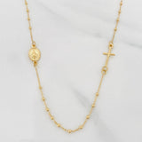 Cadena Denario Virgen Milagrosa Cruz 2.25g / 18 in / 1.5mm Oro Amarillo 18K