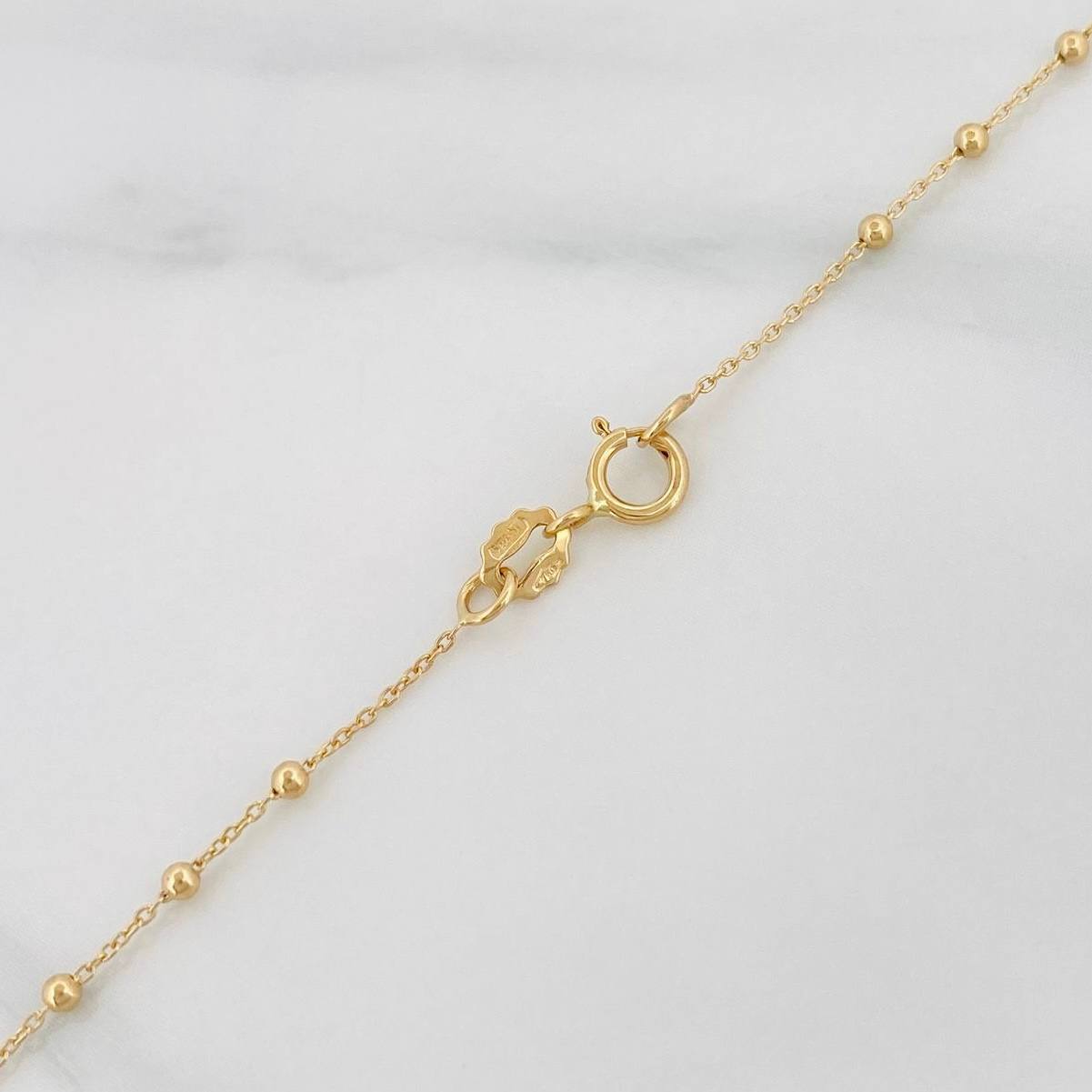 Cadena Denario Virgen Milagrosa Cruz 2.25g / 18 in / 1.5mm Oro Amarillo 18K