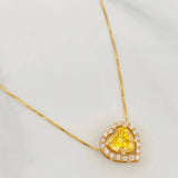 Set Cadena Veneciana + Dije Corazon Moisanitas 1.02 qts / 2.3g / 16 in Oro Amarillo 18K