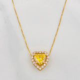 Set Cadena Veneciana + Dije Corazon Moisanitas 1.02 qts / 2.3g / 16 in Oro Amarillo 18K