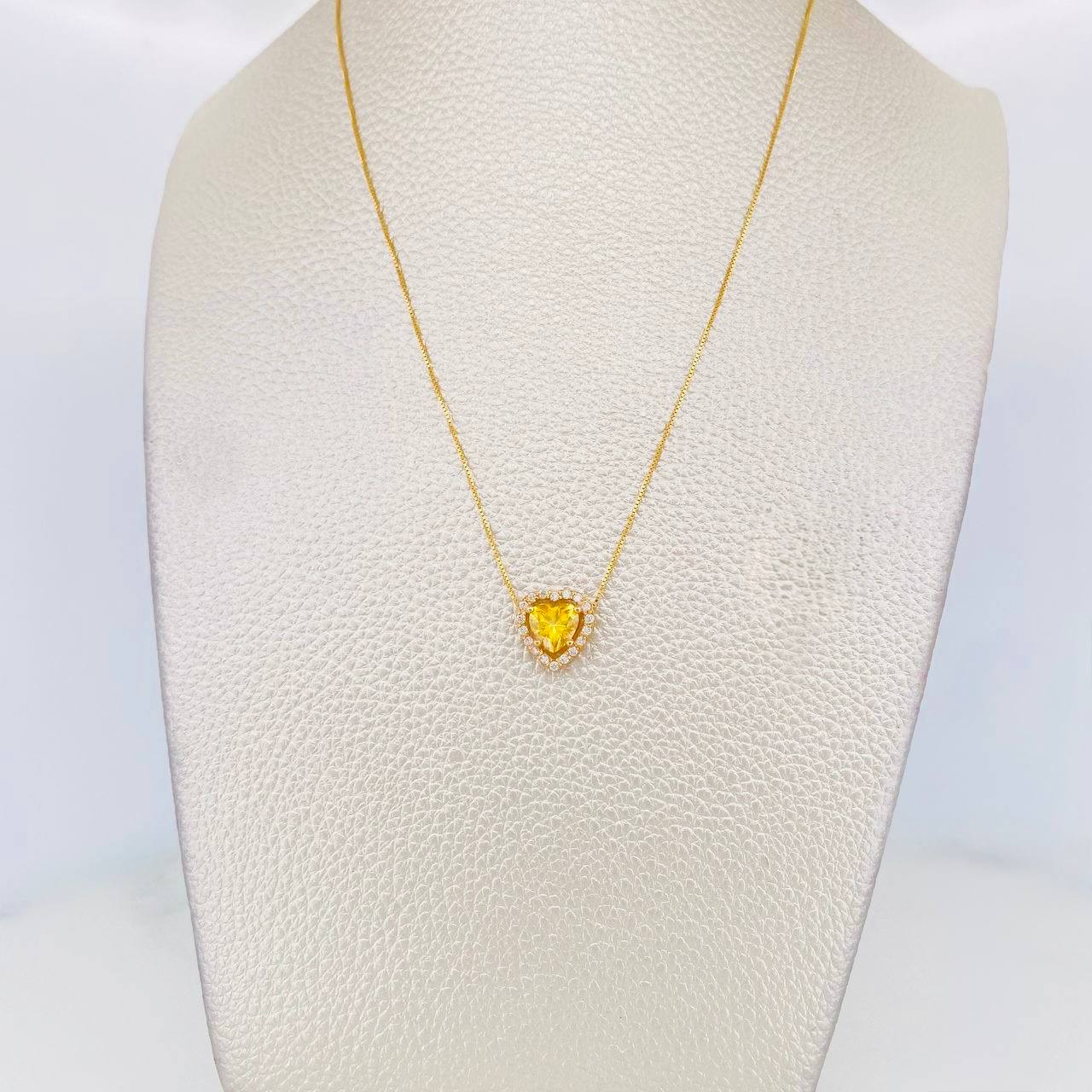 Set Cadena Veneciana + Dije Corazon Moisanitas 1.02 qts / 2.3g / 16 in Oro Amarillo 18K