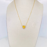 Set Cadena Veneciana + Dije Corazon Moisanitas 1.02 qts / 2.3g / 16 in Oro Amarillo 18K