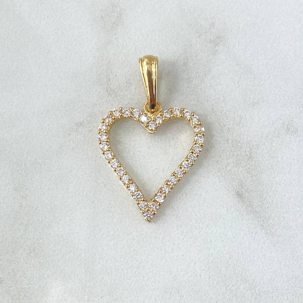 Pendant Heart Silhouette 2.2gr / 3cm / White Zircons 18K Yellow Gold