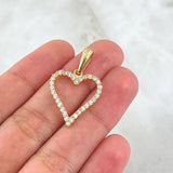 Pendant Heart Silhouette 2.2gr / 3cm / White Zircons 18K Yellow Gold