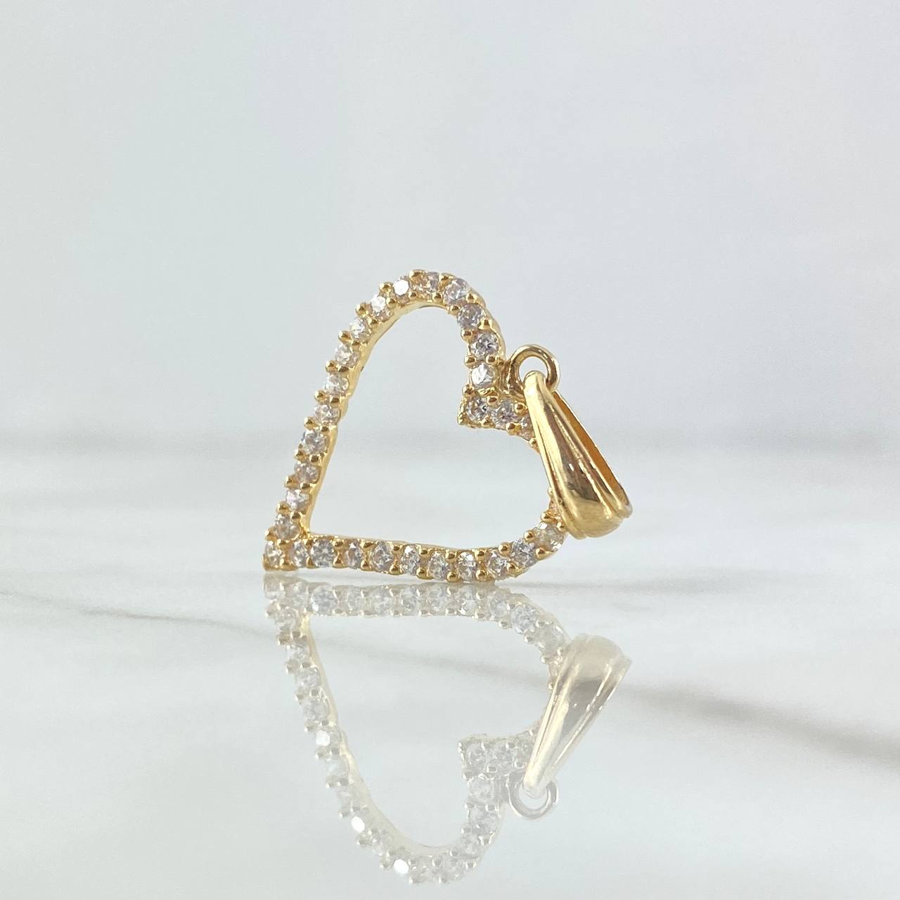 Pendant Heart Silhouette 2.2gr / 3cm / White Zircons 18K Yellow Gold