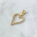 Pendant Heart Silhouette 2.2gr / 3cm / White Zircons 18K Yellow Gold