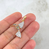Dije Colibri 2.1gr / 3cm / Circones De Colores Dos Oros Amarillo Blanco 18K