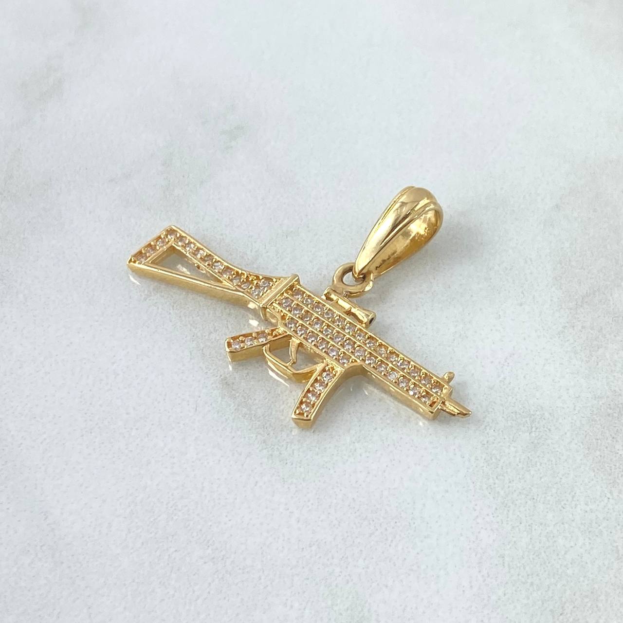 Pendant Earring 2.75gr / 3.4cm / White Zircons 18K Yellow Gold