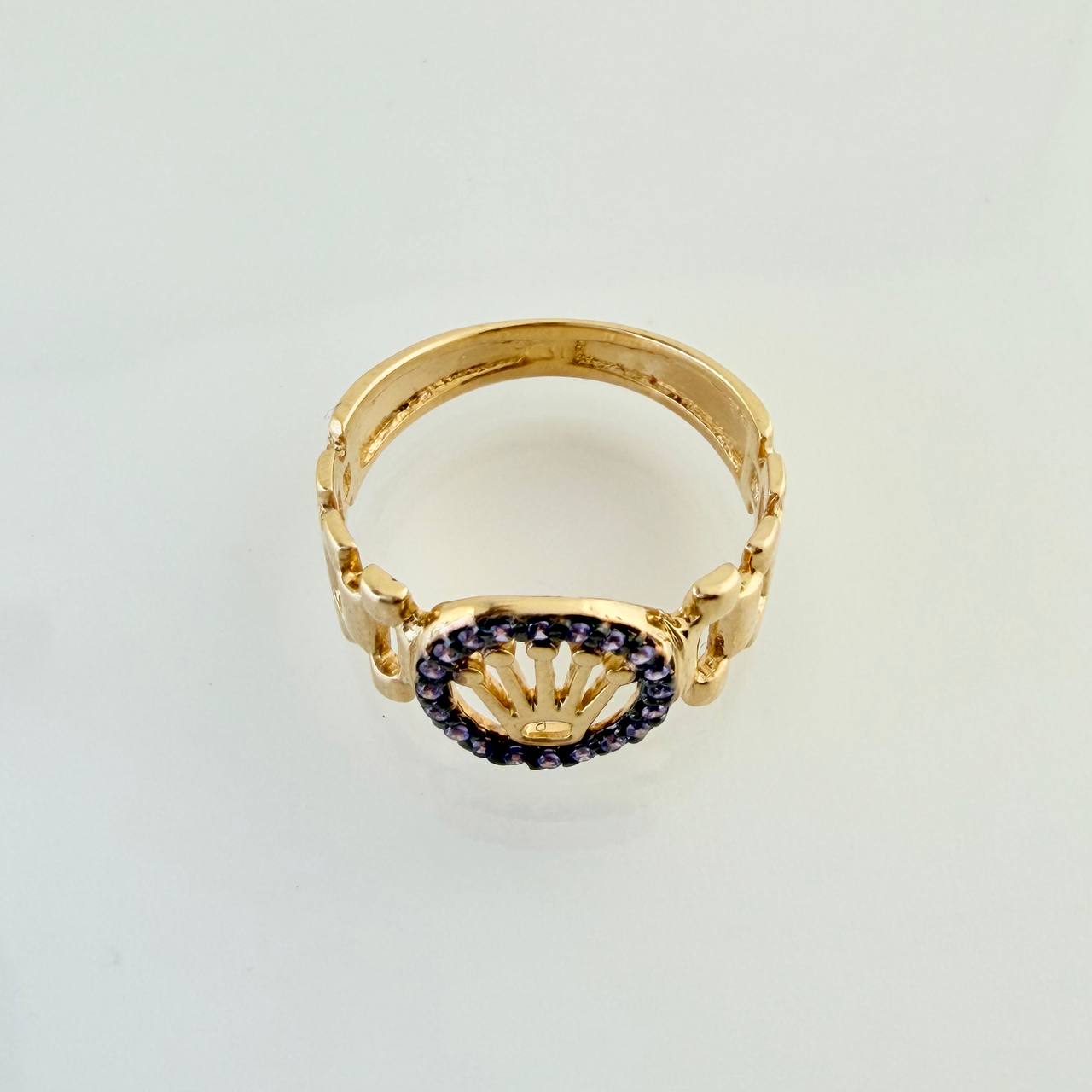 Anillo Correa Corona 2.4gr / T5 1/2 / Dos Oros Negro Amarillo 18K %