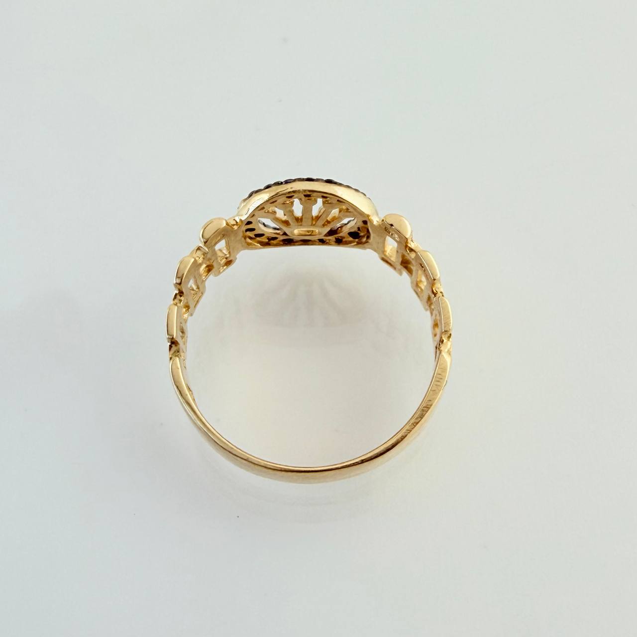 Anillo Correa Corona 2.4gr / T5 1/2 / Dos Oros Negro Amarillo 18K %