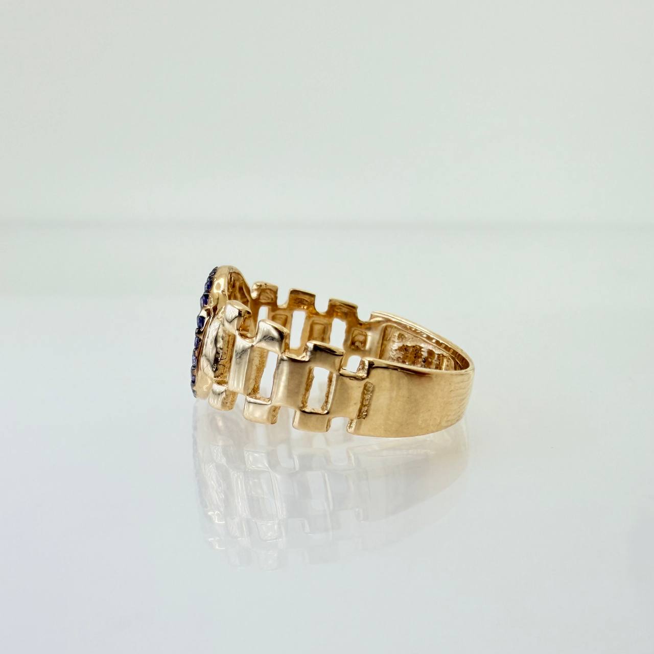 Anillo Correa Corona 2.4gr / T5 1/2 / Dos Oros Negro Amarillo 18K %