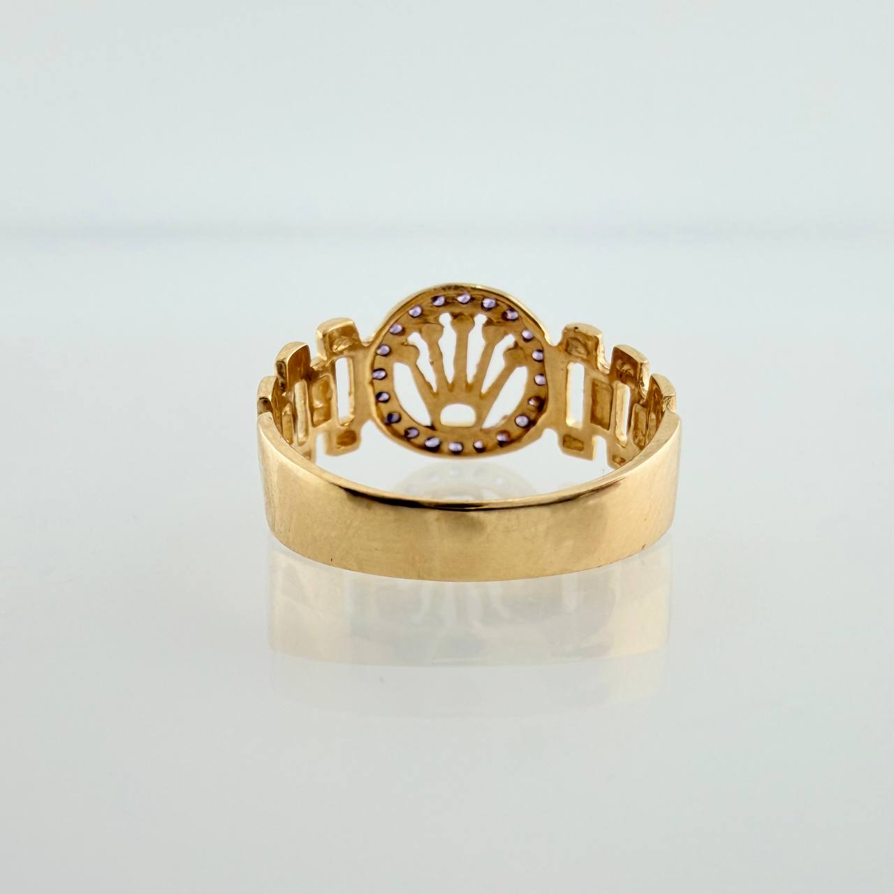 Anillo Correa Corona 2.4gr / T5 1/2 / Dos Oros Negro Amarillo 18K %