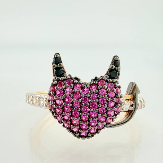 Devil Heart Ring 2.7gr / T6 3/4 / Three Golds 18K %
