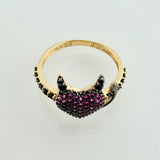 Devil Heart Ring 2.6gr / T7 1/4 / Two Black Yellow Golds 18K %