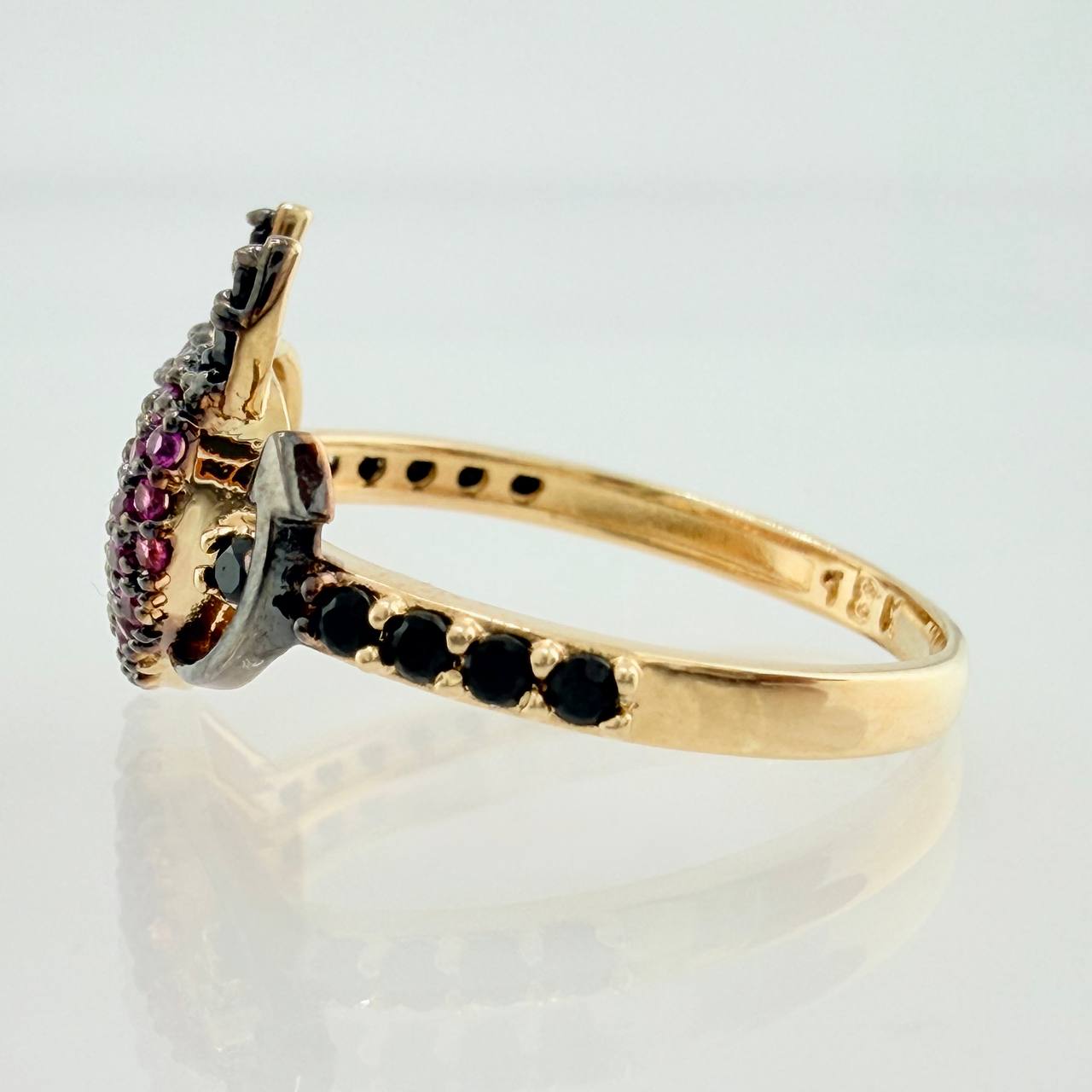 Devil Heart Ring 2.6gr / T7 1/4 / Two Black Yellow Golds 18K %
