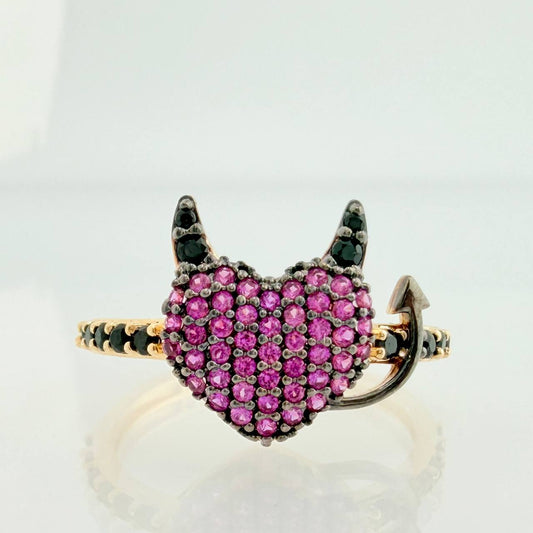 Devil Heart Ring 2.6gr / T7 1/4 / Two Black Yellow Golds 18K %