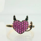 Devil Heart Ring 2.6gr / T7 1/4 / Two Black Yellow Golds 18K %
