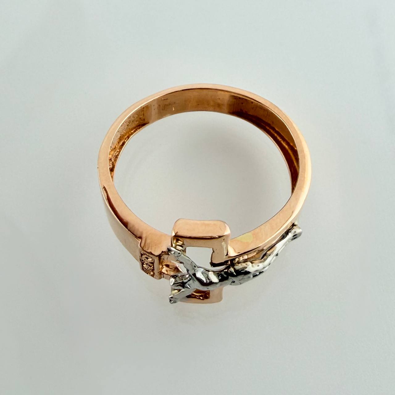 Christ Cross Ring 3.35gr / T7 3/4 / Two Rose White Golds 18K %