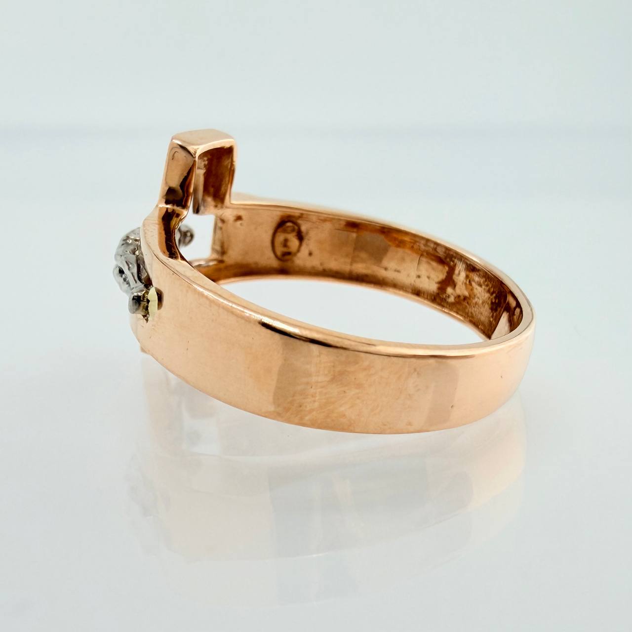 Christ Cross Ring 3.35gr / T7 3/4 / Two Rose White Golds 18K %