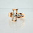 Christ Cross Ring 3.35gr / T7 3/4 / Two Rose White Golds 18K %