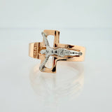 Christ Cross Ring 3.35gr / T7 3/4 / Two Rose White Golds 18K %