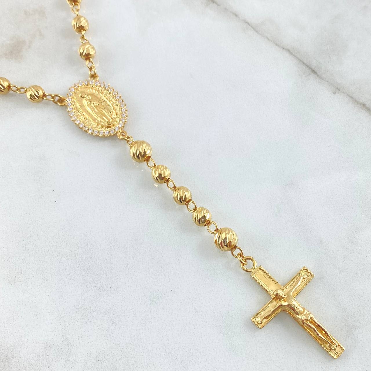 Virgin Guadalupe Rosary Cross 25.8gr / 65cm / 18K Gold ©