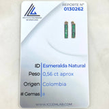 Candongas Curvas Perpendiculares Esmeraldas 56pts 2.9gr / 1.5cm / Oro 18K ©