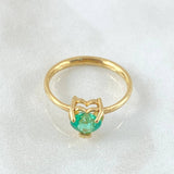 Solitaire Heart Ring with Emerald 82pts 2.9gr / Size 7 / 18K Gold ©