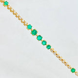 Pulso Tennis Segmentado Esmeraldas 60pts Diamantes 78pts 6.05gr / 6 3/4 in / Oro Amarillo 18K ©