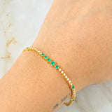 Pulso Tennis Segmentado Esmeraldas 60pts Diamantes 78pts 6.05gr / 6 3/4 in / Oro Amarillo 18K ©