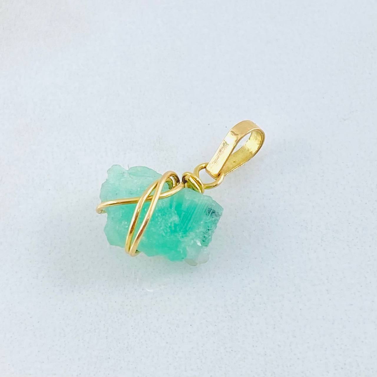 Dije Morralla Esmeralda Mediana Oro Amarillo 18K ©