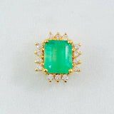 Dense Emerald Rectangle Pendant 1.62 Qts Diamonds 16pts 2.05gr / 1/2 in / 18K Gold