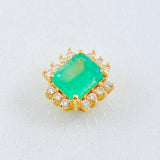 Dense Emerald Rectangle Pendant 1.62 Qts Diamonds 16pts 2.05gr / 1/2 in / 18K Gold