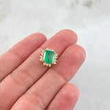 Dense Emerald Rectangle Pendant 1.62 Qts Diamonds 16pts 2.05gr / 1/2 in / 18K Gold