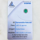 Dense Emerald Rectangle Pendant 1.62 Qts Diamonds 16pts 2.05gr / 1/2 in / 18K Gold