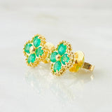Topos Trebol Punteados Esmeraldas 56pts 3.3gr / Oro Amarillo 18K ©