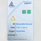 Topos Trebol Punteados Esmeraldas 56pts 3.3gr / Oro Amarillo 18K ©