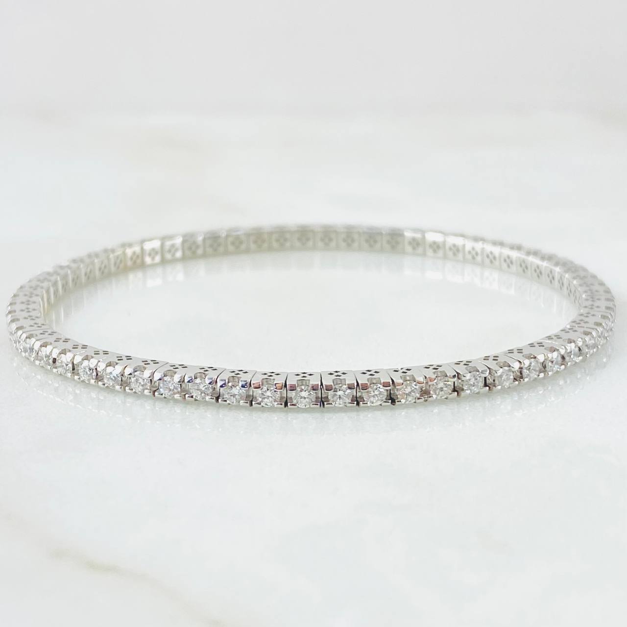 Pulso Tennis Articulado Diamantes 1.90 Qts 8.3gr / 7 in / Oro Blanco 18K ©