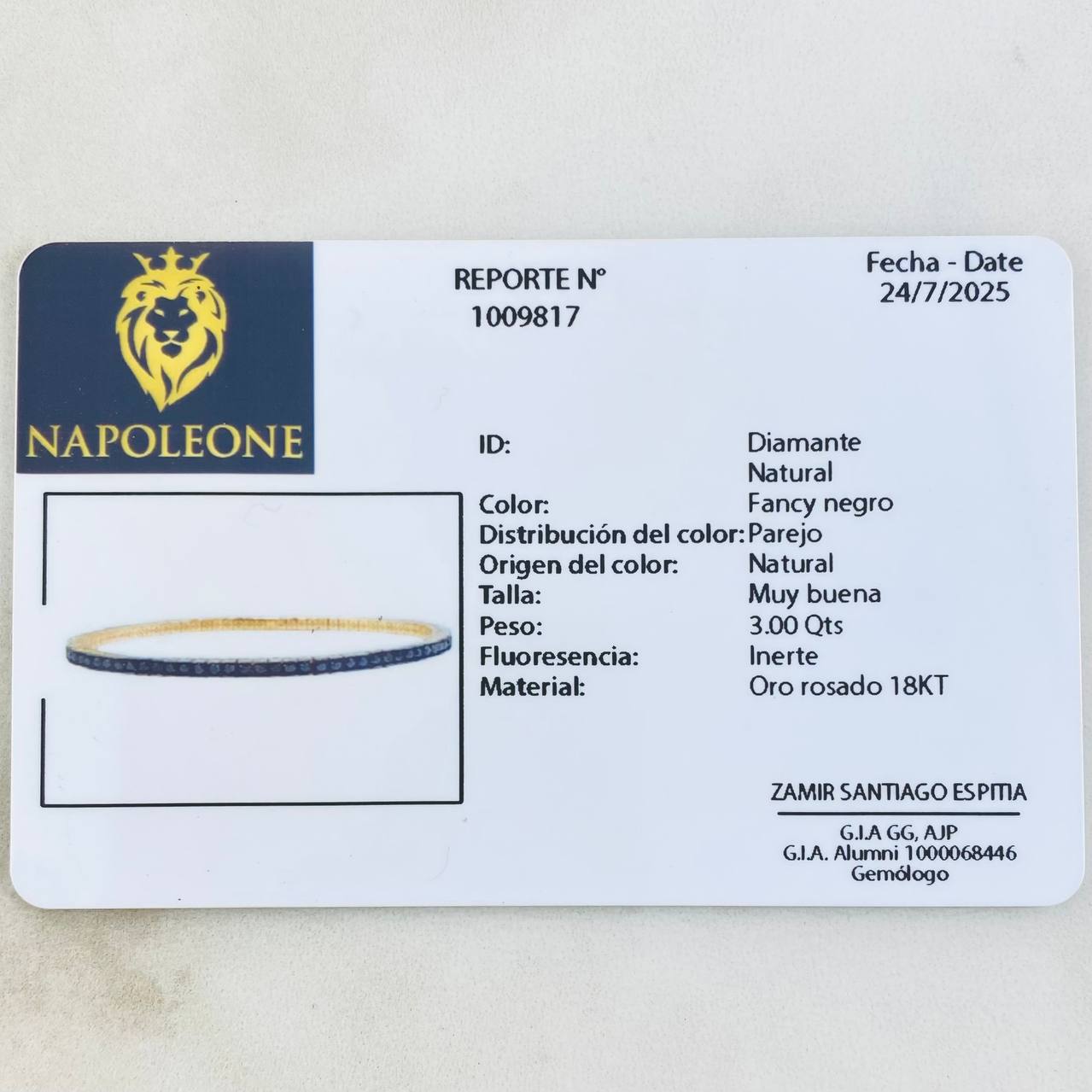 Pulso Tennis Articulado Diamantes 3 Qts 11.25gr / 8 3/4 in / Oro Rosa 18K ©