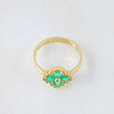 Anillo Flor Trebol Punteado Esmeraldas 43pts 3.35gr / T6 3/4 / Oro Amarillo 18K ©